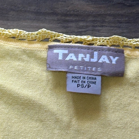 TanJay Sunny Yellow Embroidery Beaded Short Sleeve Tee - Picture 3 of 4